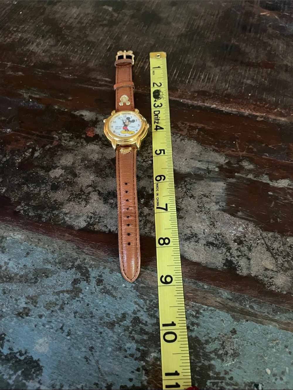 Vintage and Rare Talking Lorus Mickey Mouse Women's Brown Leather Watch